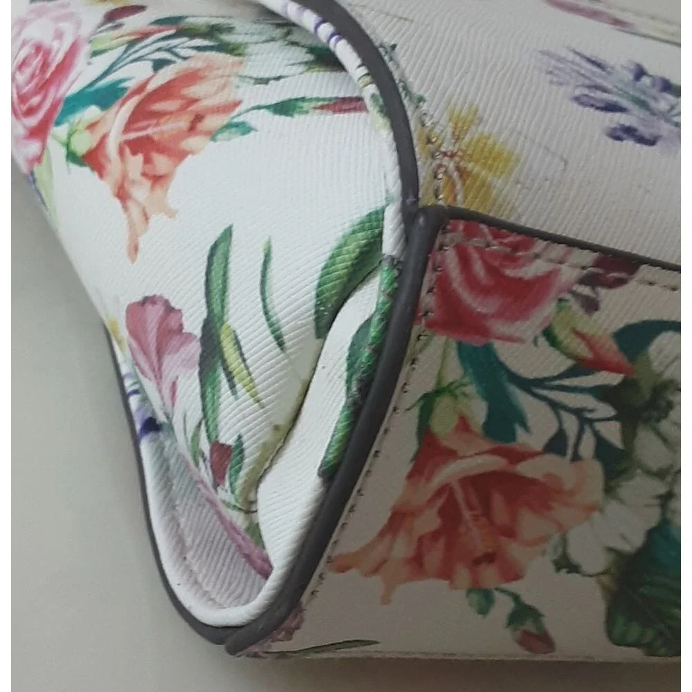 STEVE MADDEN Textured Faux Leather Summer Floral Crossbody Bag